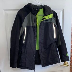 ZeroXposur Black and Neon Green Kids Puffer Jacket